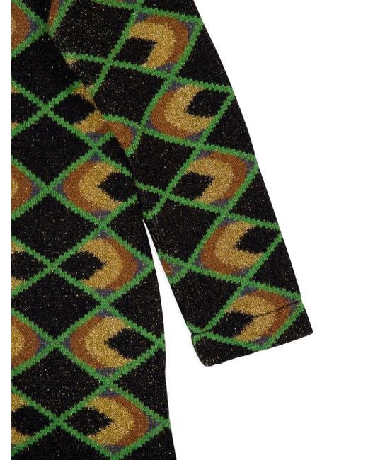LaDoubleJ Green Geometric-Pattern Coat