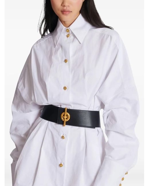 Balmain White T-Bar Leather Belt