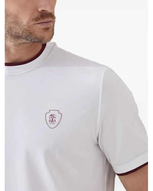 メンズ Brunello Cucinelli ロゴ Tシャツ White