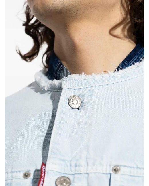 DSquared² Blue Classic Minimalist Zip Front Denim Jacket for men