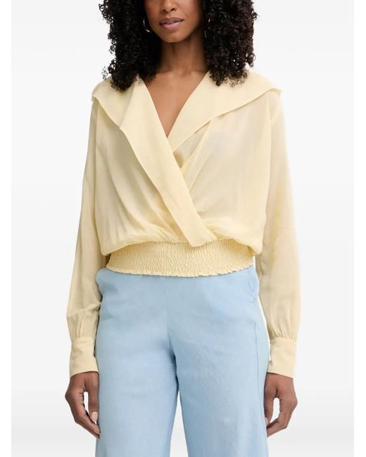 Pinko Blue Wrap-Style Hooded Blouse