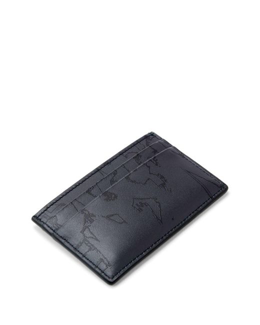 Alexander McQueen Blue Graffiti Leather Card Holder for men