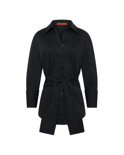 Simon Miller Blue Inna Poplin Tie-Waist Shirt