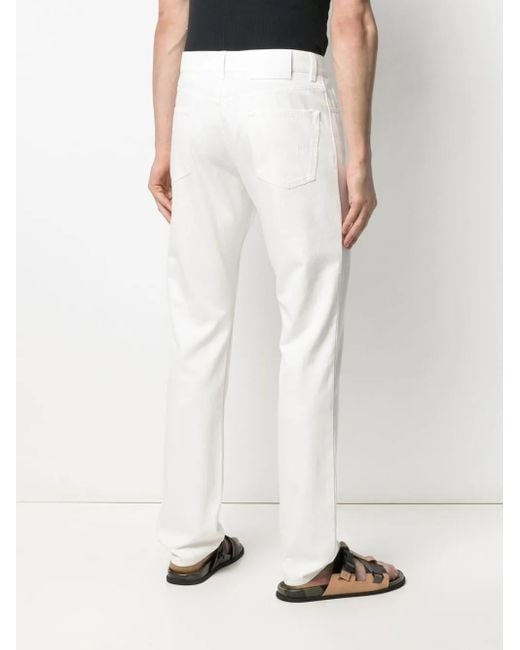 Ferragamo White Straight-Leg Logo Patch Jeans for men