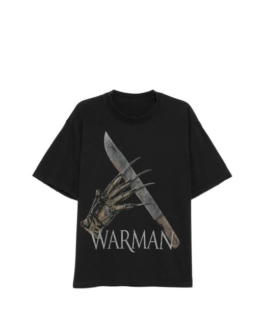 WARMAN Black Printed T-Shirt for men