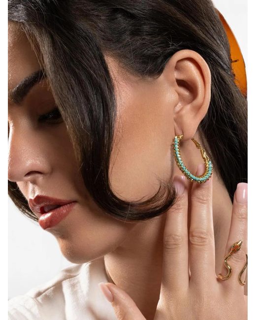 Gas Bijoux Blue Lyre Lucky Hoop Earrings