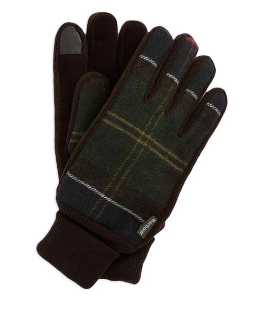 メンズ Barbour チェックパネル グローブ Black