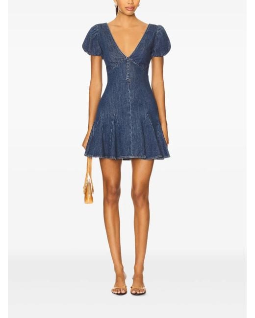 Alice + Olivia Blue Minikleid mit Puffärmeln