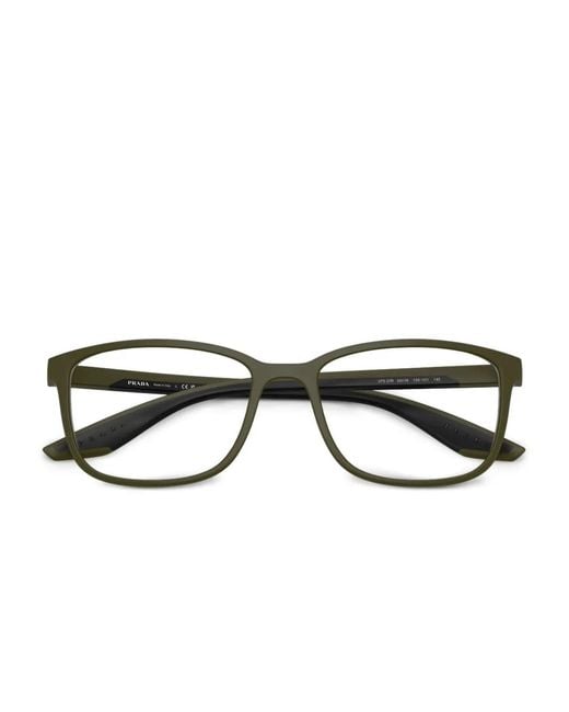 Prada Linea Rossa Green Rectangle-Frame Glasses for men