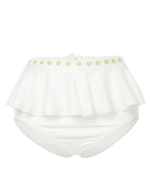 Duskii White Venice Ruffled Bikini Bottom