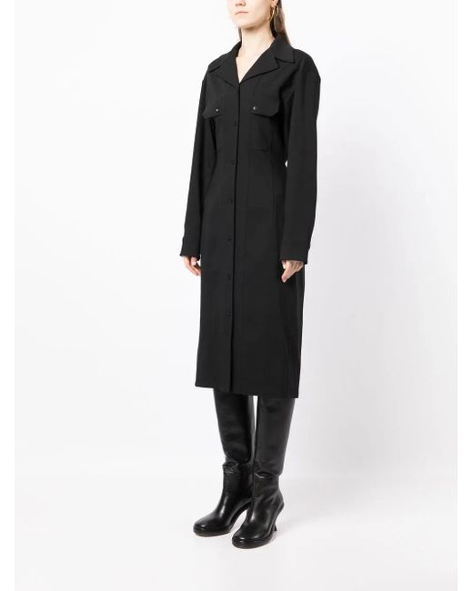 Lemaire Black Long-Sleeve Shirt Dress