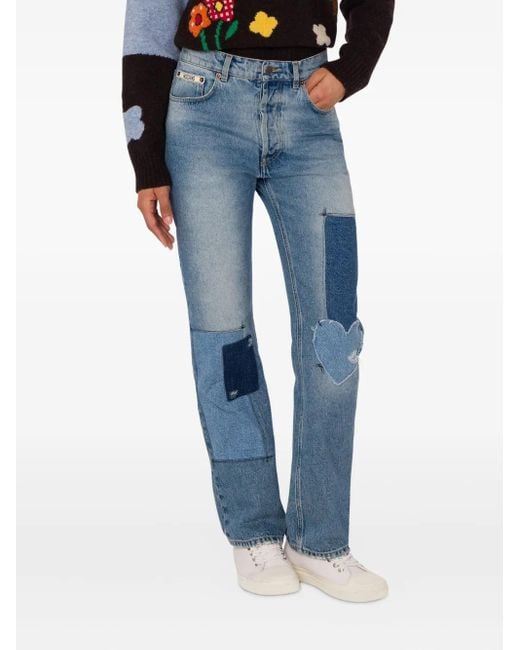 Jean Droit À Design Patchwork Moschino en coloris Blue
