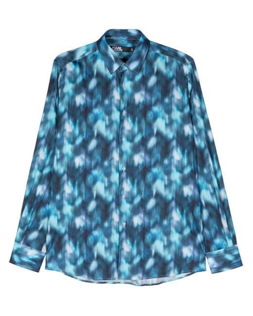 Karl Lagerfeld Overhemd Met Waterverfprint in het Blue voor heren