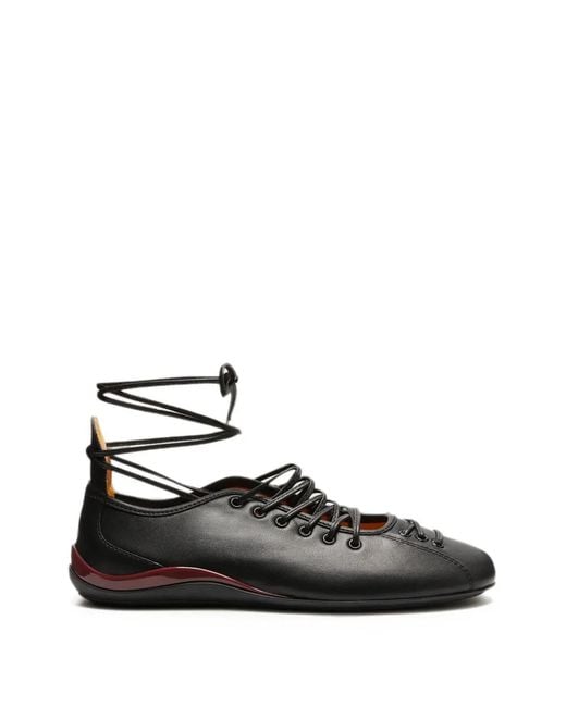 LILI CURIA Black Isolde Leather Ballet Flats