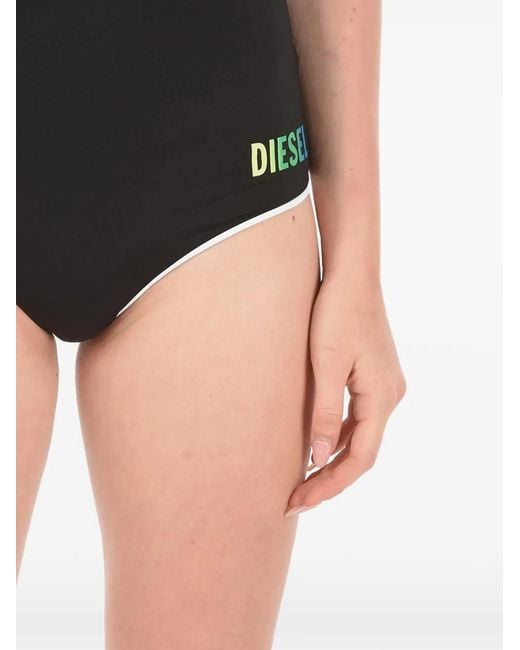 DIESEL Black Logo-Print High-Waisted Bikini Bottom