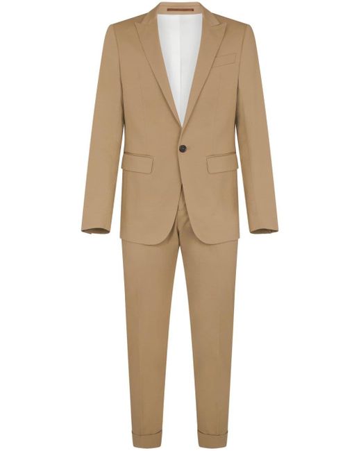 DSquared² Natural Single-breasted Cotton Suit for men