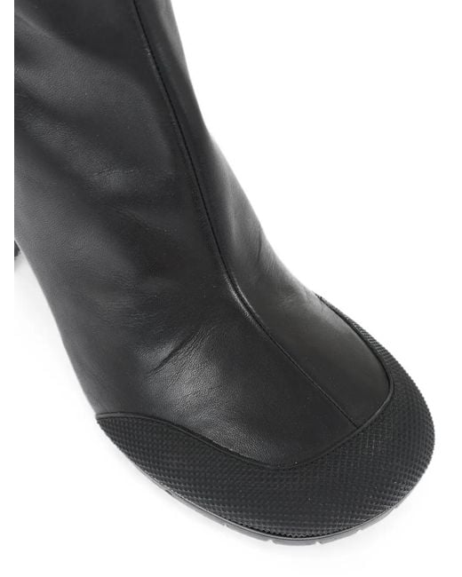 Random Identities Black Rope-Handle Leather Boots