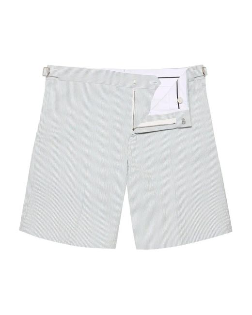 Orlebar Brown White Striped Tailored Shorts for men