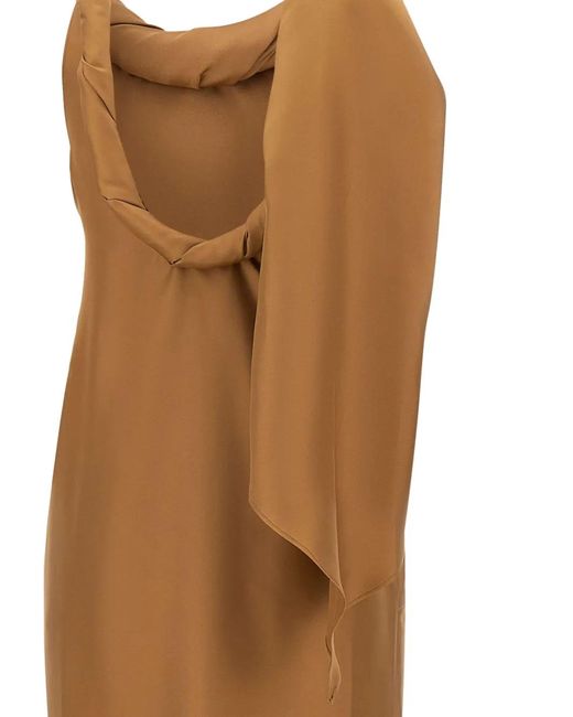 Loulou de Saison Natural Susan Twisted-Collar Sleeveless Midi Dress
