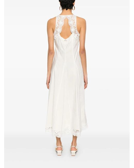 Twinset White Popeline-Kleid Mit Spitzendetail