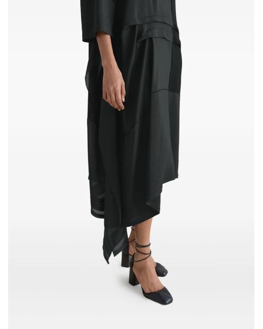 Lemaire Black Asymmetrical Pleated Blouse Dress