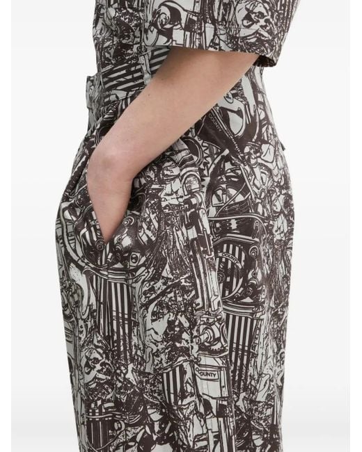 Marcelo Burlon White Pleated Print Shorts for men
