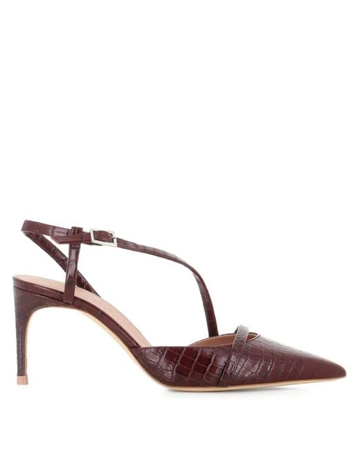 Malone Souliers Brown 70Mm Valeria Crocodile-Embossed Pointed-Toe Pumps