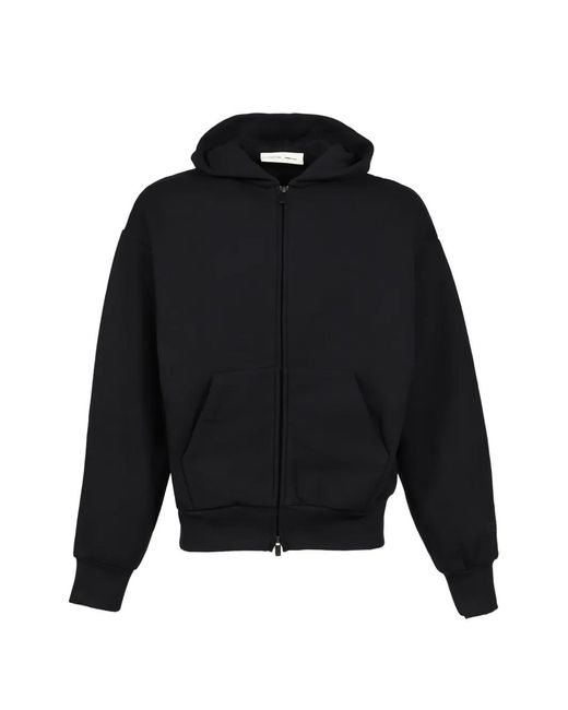 Essentials Black X Fear Of God Logo-Print Zip-Up Hoodie for men