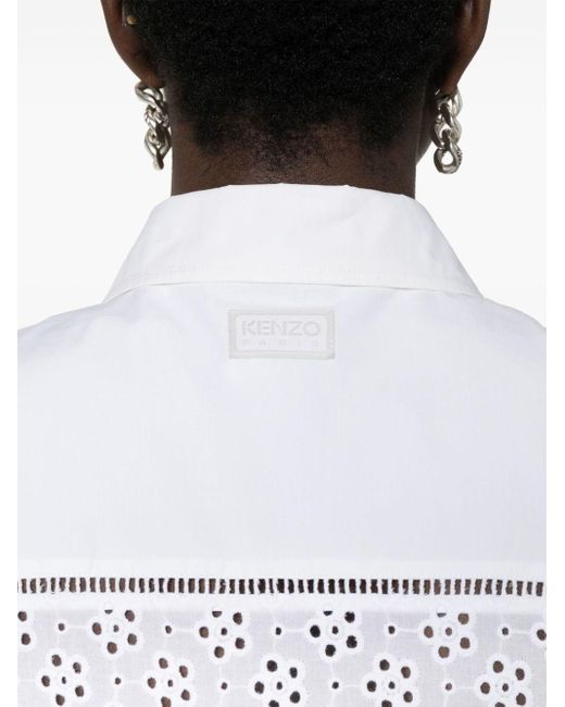 Camisa con bordado inglés KENZO de color White