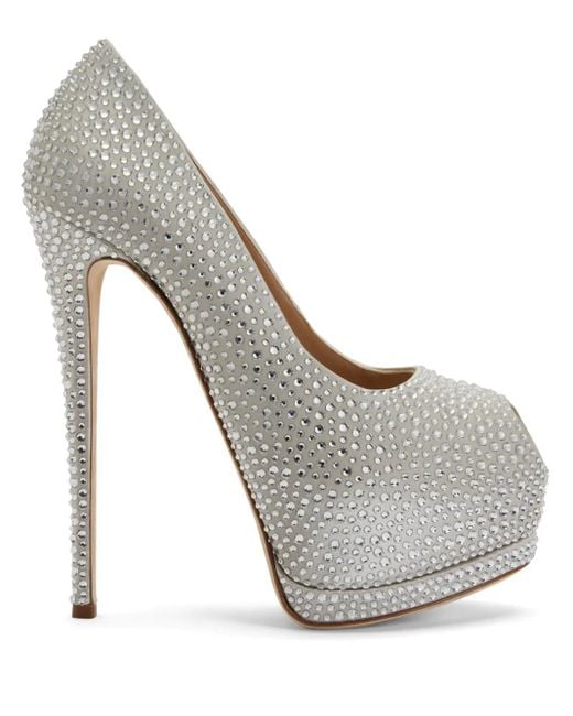 Giuseppe Zanotti Gray Sharon 140Mm Rhinestone-Embellished Pumps