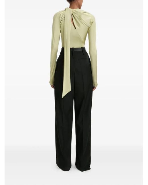 Victoria Beckham Green Draped-Neck Top