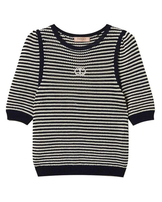 Twinset ストライプ Tシャツ Black