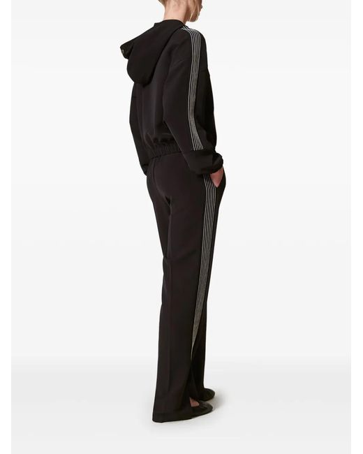 Twinset Black Embroidered Crêpe Track Pants