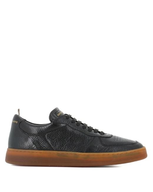 Officine Creative Black Leather Textured Sneakers for men