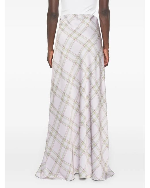 Marques'Almeida White Jupe Longue À Carreaux Tartan