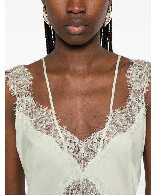 Pinko White Midi Slip Dress With Lace Bands