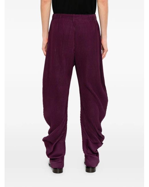 Homme Plissé Issey Miyake Purple Pleated Trousers for men