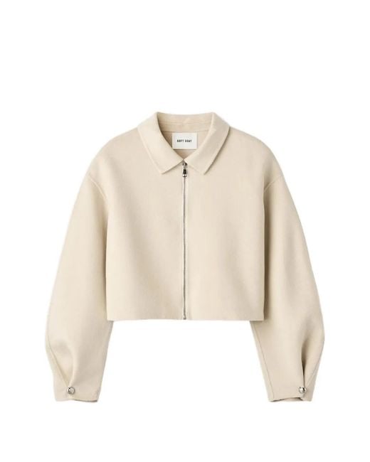 Soft Goat Natural Zip-Up Cropped Jacket