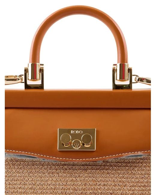 Rodo Brown Paris Raffia Tote Bag