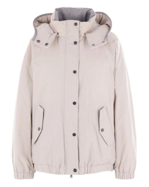 Brunello Cucinelli White Detachable-Hood Down Jacket