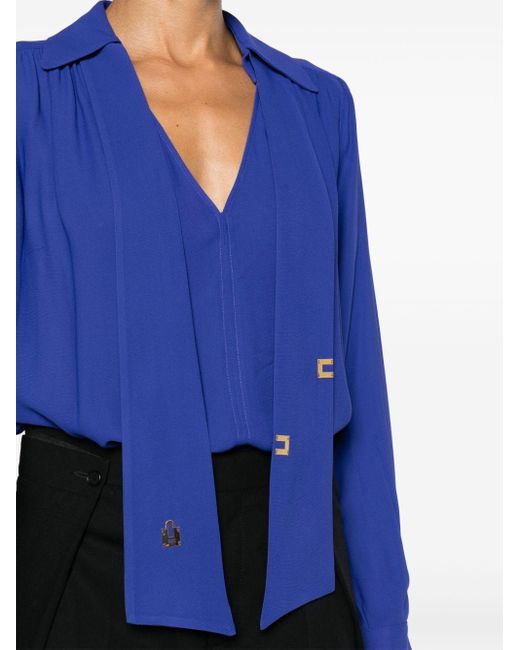 Blouse à détail de foulard Elisabetta Franchi en coloris Blue