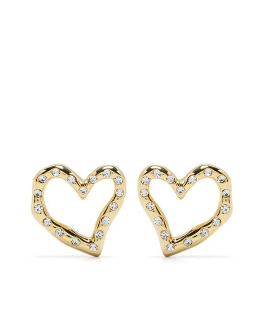 Pendientes de corazón con detalles de strass Maje de color Metallic