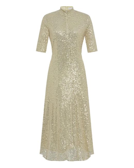 Vestido midi con lentejuelas Rosetta Getty de color Natural