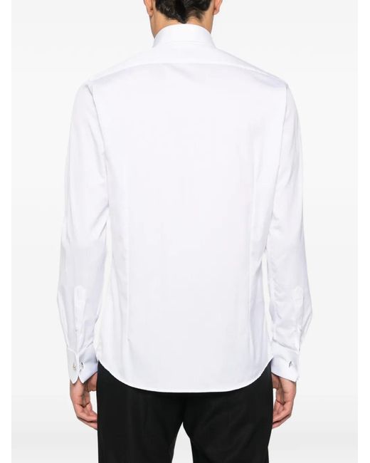 Tagliatore White Row Point-Collar Shirt for men