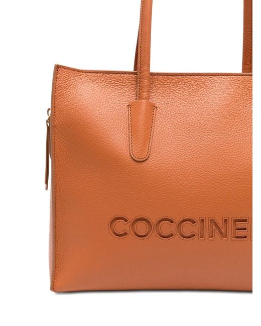 Coccinelle Orange Medium Myrtha Logo-Debossed Tote Bag