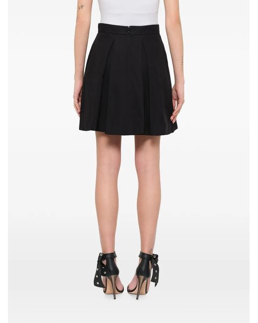 McQueen Black Pleated A-Line Skirt