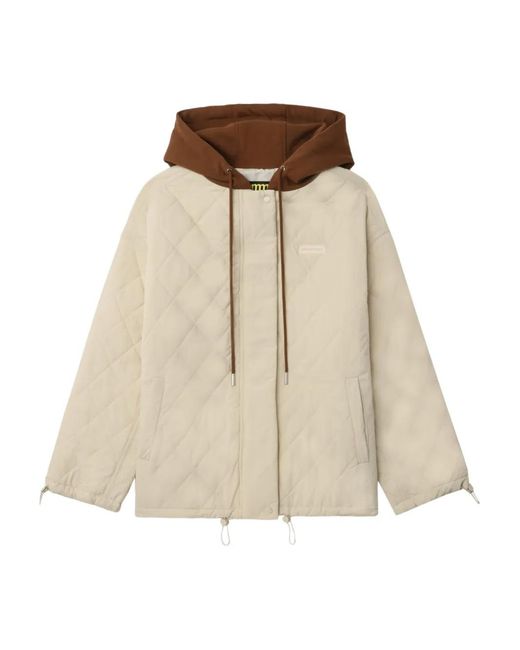 Mini Cream Natural Hooded Quilted Jacket