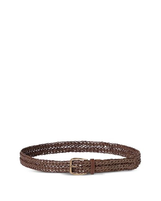Brunello Cucinelli Brown Braided Calfskin Belt for men