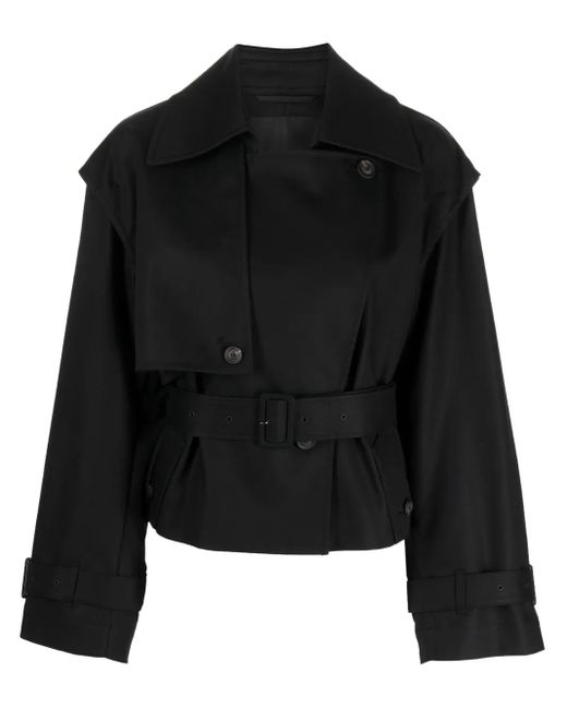 JNBY Black Open-Back Cropped Trench Coat