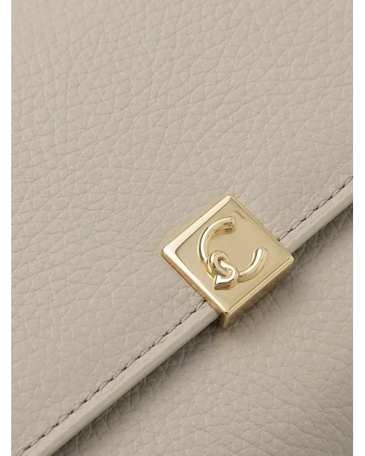 Coccinelle Gray Logo-Plaque Chain-Strap Wallet